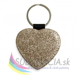 Eko-kožená kľúčenka Srdce – zlatá glitter