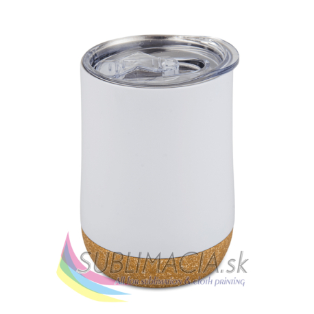 Biely oceľový hrnček 330ml s vekom