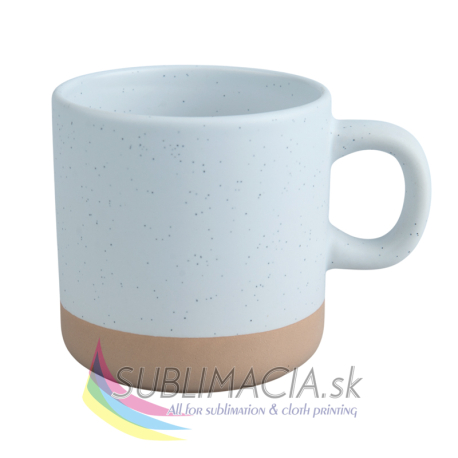 Biely hrnček s bodkami 330ml a hnedým pásom