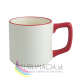 Matný hrnček Cream 330ml s farebným lemom a uškom