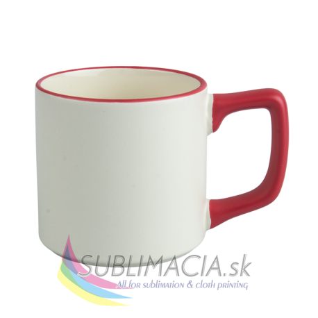 Matný hrnček Cream 330ml s farebným lemom a uškom