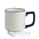 Matný hrnček Cream 330ml s farebným lemom a uškom