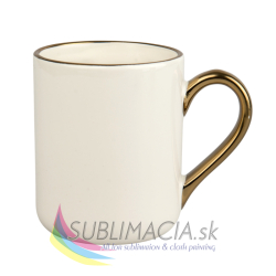 Biely hrnček Coffee 330ml so zlatým lemom a uškom