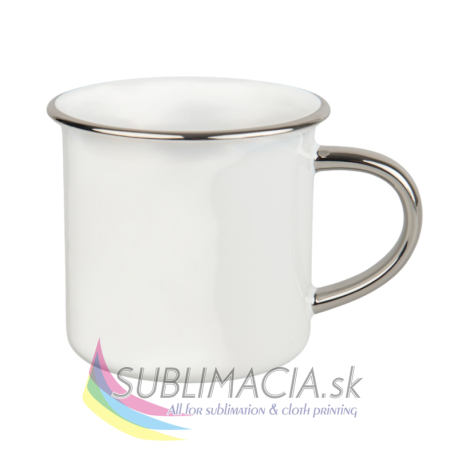 Biely hrnček Táborník 250ml s farebným lemom a uškom