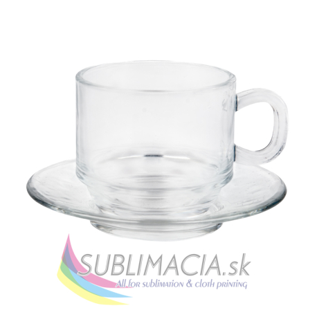 Sklenená šálka číra 125ml s tanierikom
