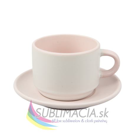 Matný hrnček Lucy 120ml s farebným vnútrom a uškom s tanierikom