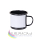Smaltovaný čierny hrnček s bielym okienkom 330ml